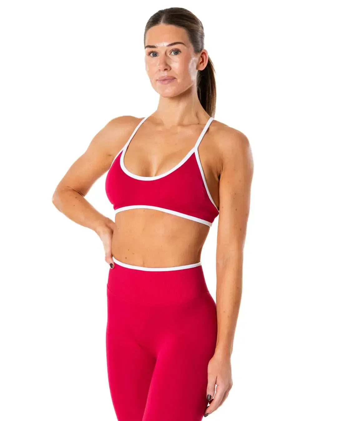 Hybrid Contrast Sports Bra - Berry