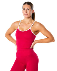 Hybrid Contrast Tank Top - Berry