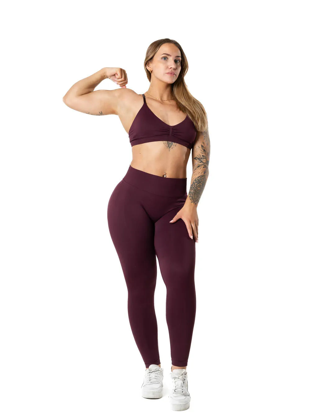 Aura Seamless Scrunch Leggings - Fig Red
