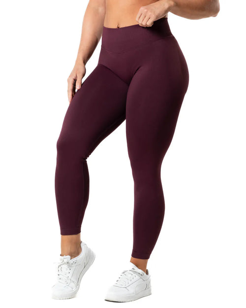 Aura Seamless Scrunch Leggings - Fig Red
