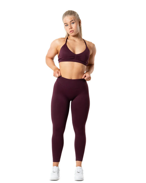 Aura Seamless Scrunch Leggings - Fig Red