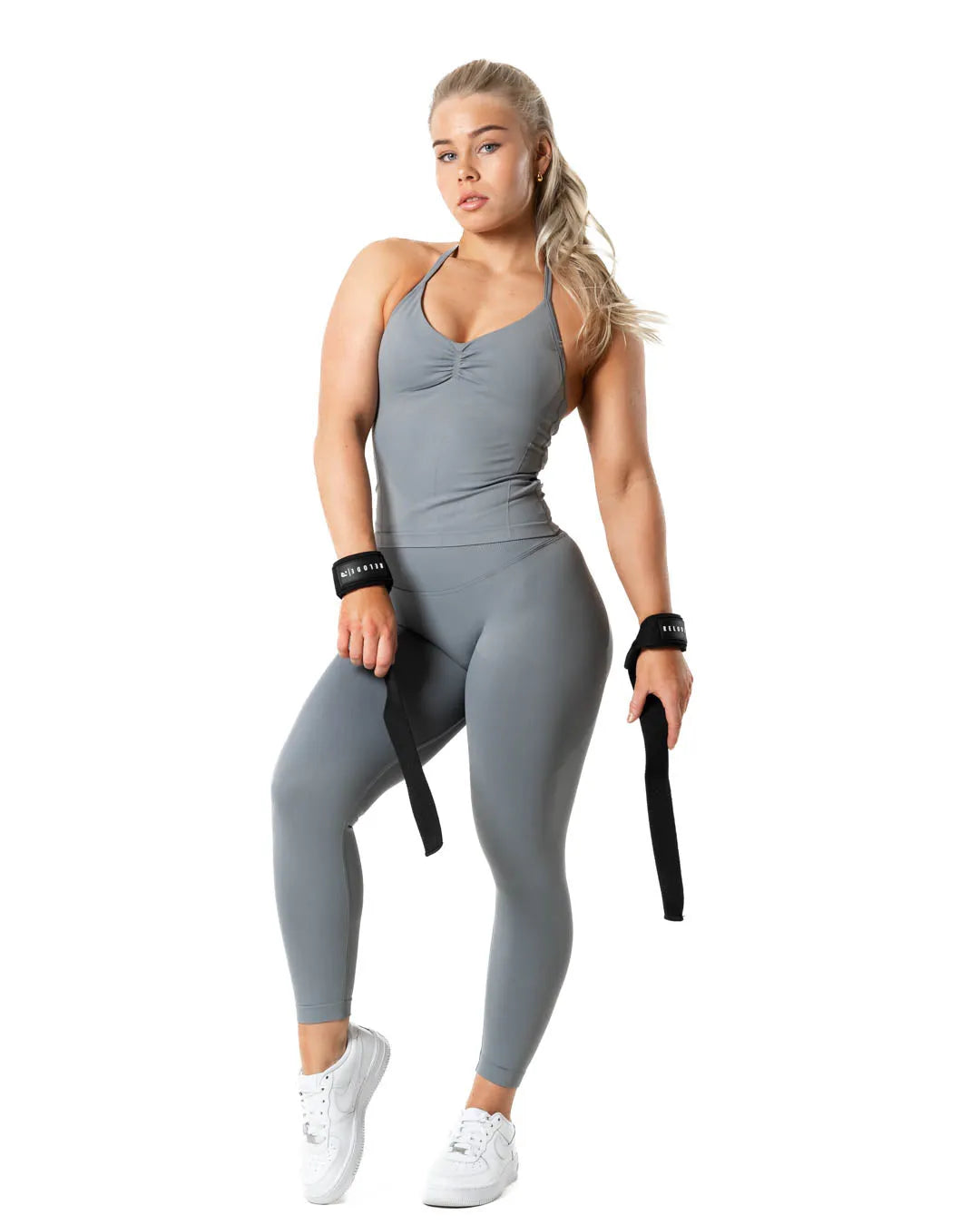 Aura Seamless Halterneck Top - Slate Grey