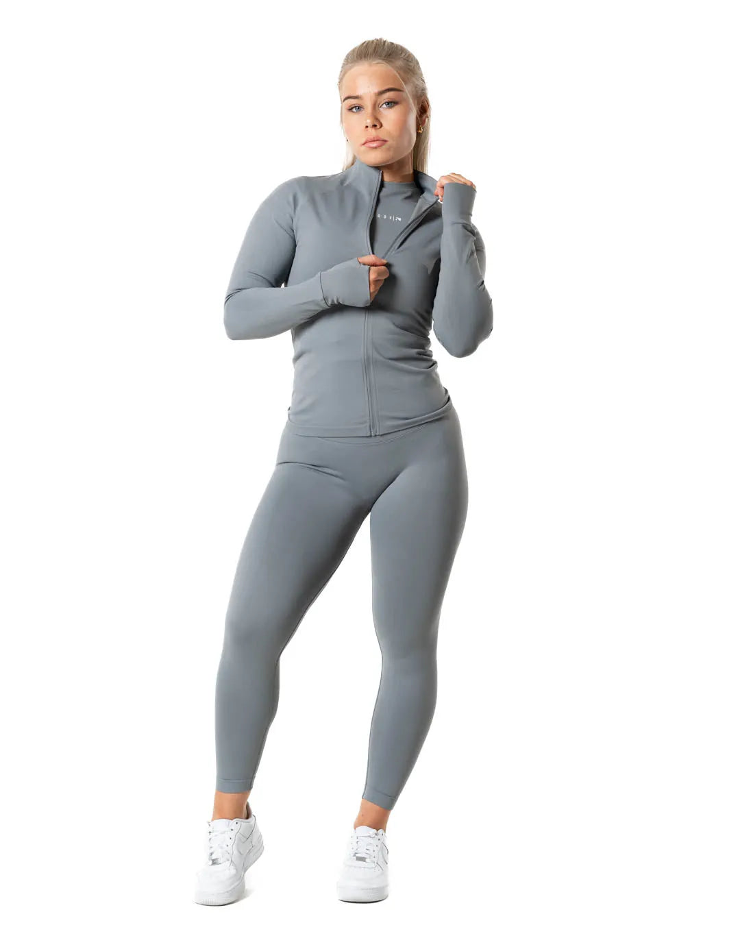 Aura Seamless Zip Longsleeve - Slate Grey