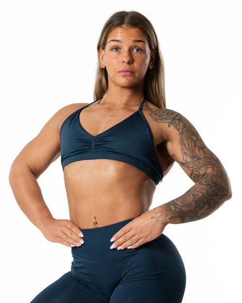 Hybrid Seamless Halterneck Sports Bra - Dark Navy