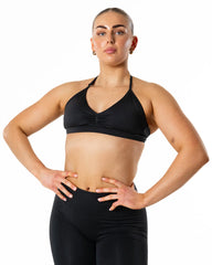 Hybrid Seamless Halterneck Sports Bra - Jet Black