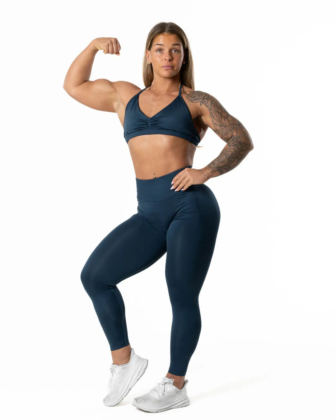 Hybrid Seamless Halterneck Sports Bra - Dark Navy