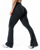 Hybrid Seamless Scrunch Flared Leggings - Jet Black