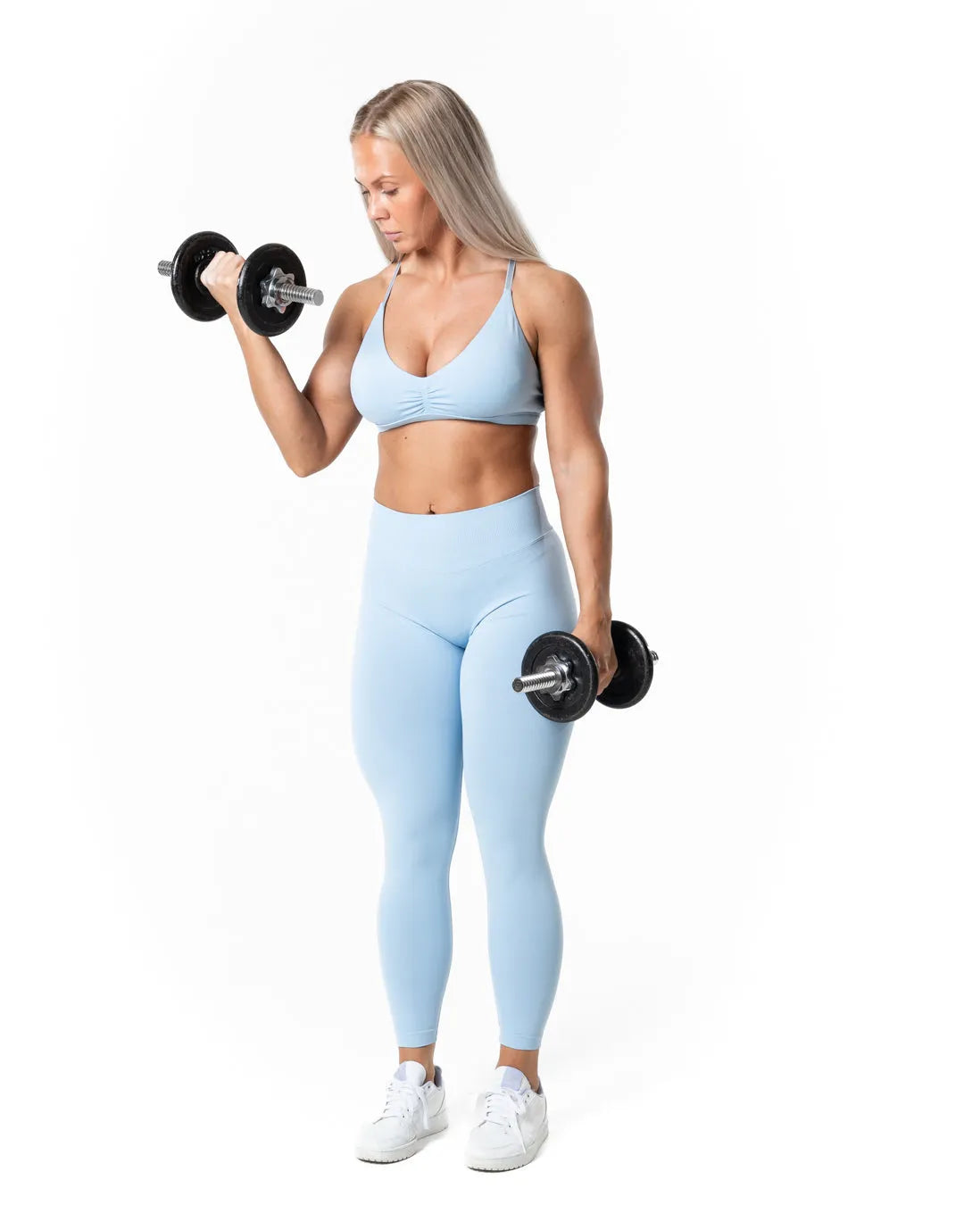 Aura Seamless Scrunch Tights - Light Blue