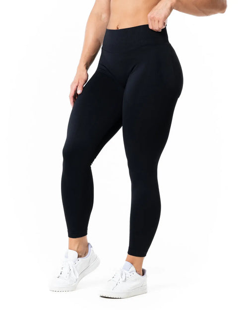 Aura Seamless Scrunch Tights - Black