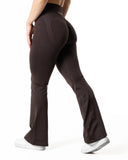 Hybrid Seamless Scrunch Flared Leggings - Espresso Brown