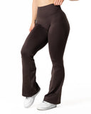 Hybrid Seamless Scrunch Flared Leggings - Espresso Brown