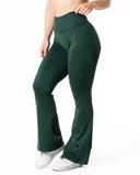 Hybrid Seamless Scrunch Flared Leggings - Pine Green