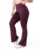 Hybrid Seamless Scrunch Flared Leggings - Fig Red