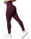 Hybrid Seamless Leggings - Fig Red