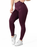 Hybrid Seamless Leggings - Fig Red