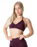 Hybrid Seamless Halterneck Sports Bra - Fig Red